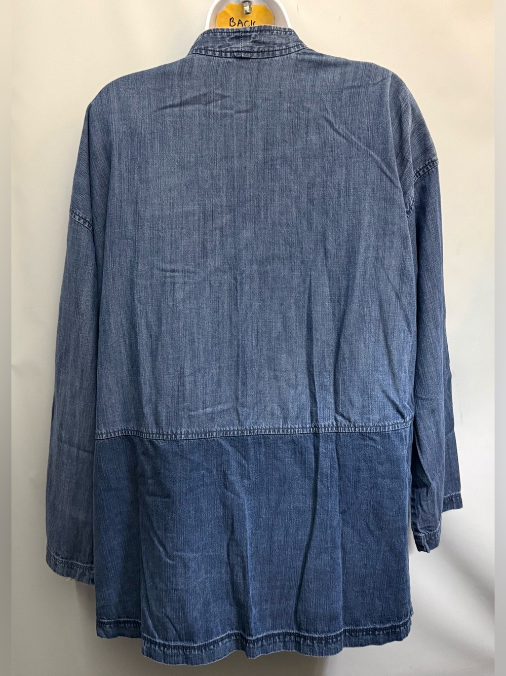 $258 EILEEN FISHER Open Kimono Jacket M Tencel Colorblock Midnight Denim - Picture 6 of 13